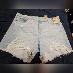 Levis 501 5 Button Fly Distressed Original Style Jean Shorts NWT Plus Size 24W